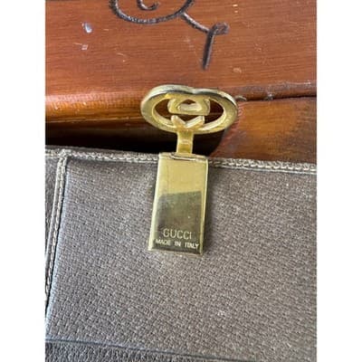 Vintage Gucci GG Supreme Monogram Bifold Wallet Brown Leather Interlocking G Log - Thumbnail 8