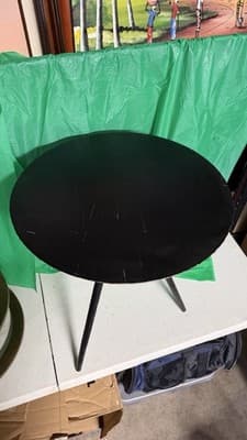 Round Black Metal End Table 23” Tall 18” Top 3-Leg Accent Table - Thumbnail 4