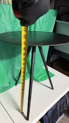 Round Black Metal End Table 23” Tall 18” Top 3-Leg Accent Table - Thumbnail 9
