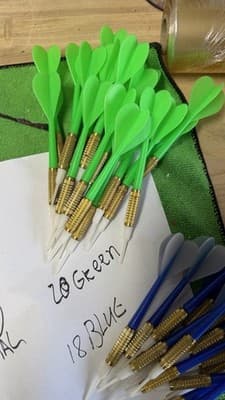 79 Soft Tip Darts Lot Brass Barrels + Extra Tips Yellow Green Red Blue - Thumbnail 5
