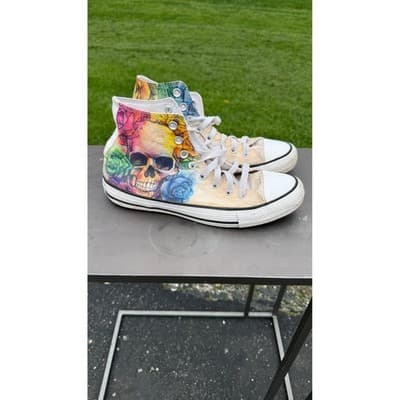 Converse Chuck Taylor All Star Sugar Skull Rose High Sneakers 169106F Mens 6.5 - Thumbnail 5