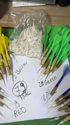 79 Soft Tip Darts Lot Brass Barrels + Extra Tips Yellow Green Red Blue - Thumbnail 14