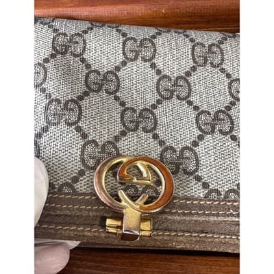 Vintage Gucci GG Supreme Monogram Bifold Wallet Brown Leather Interlocking G Log - Thumbnail 15