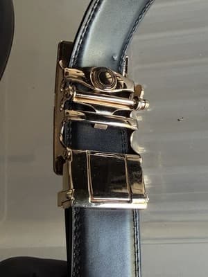 Set of 2 Men’s Black Leather Belts Dress Casual Automatic Buckle - Thumbnail 6
