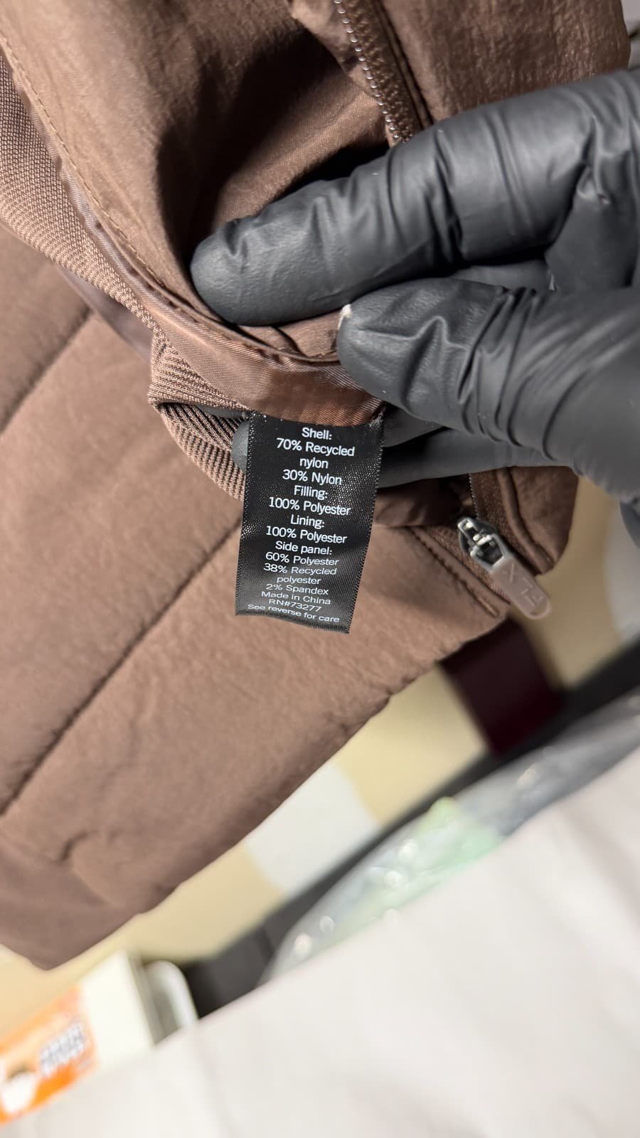 FLX Men’s Puffer Jacket Brown Size M Lightweight Quilted Zip Up NWT - Thumbnail 4