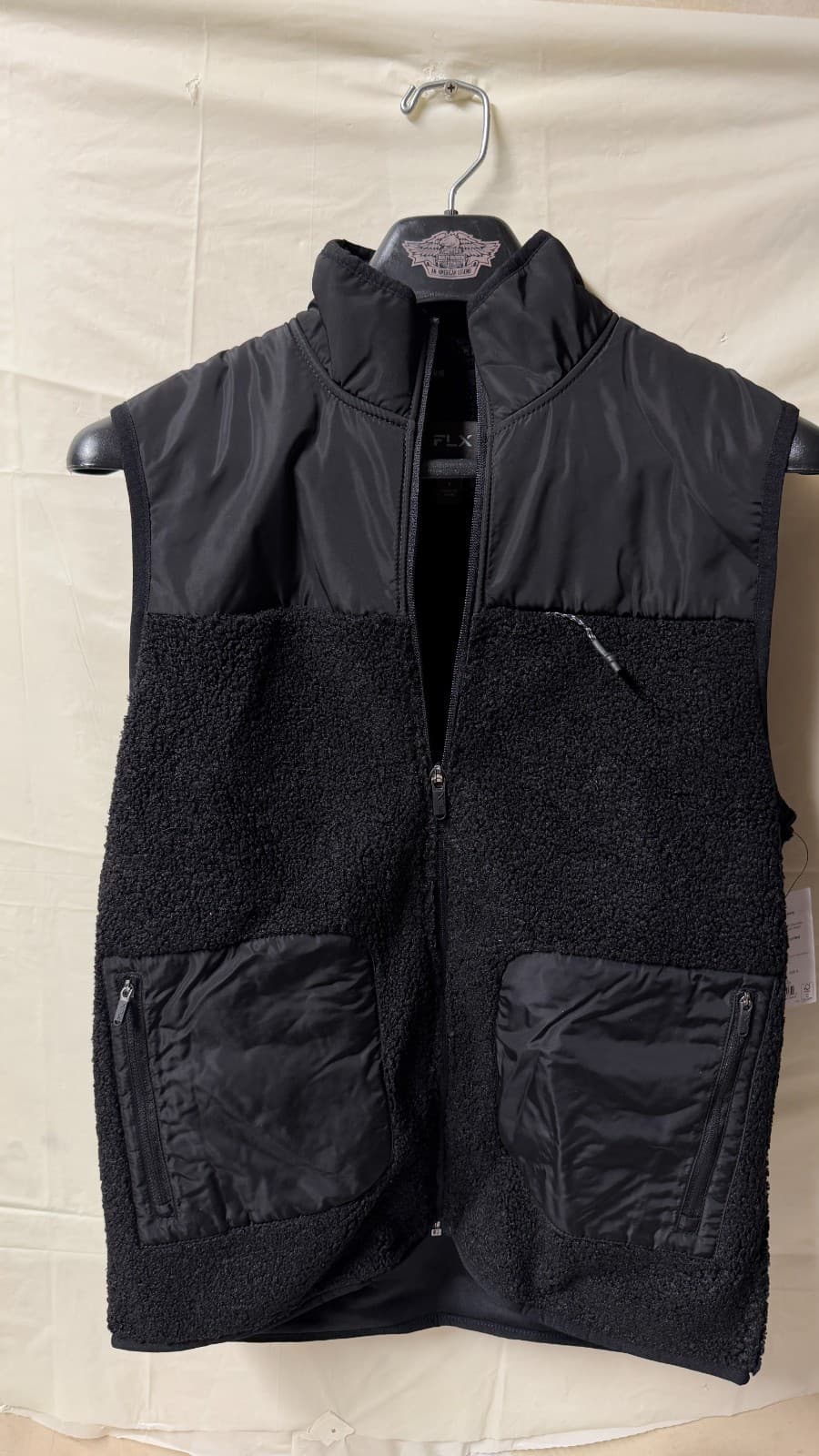 FLX Sherpa Fleece Vest Black Size S New With Tags Zip Pockets Warm - Thumbnail 2
