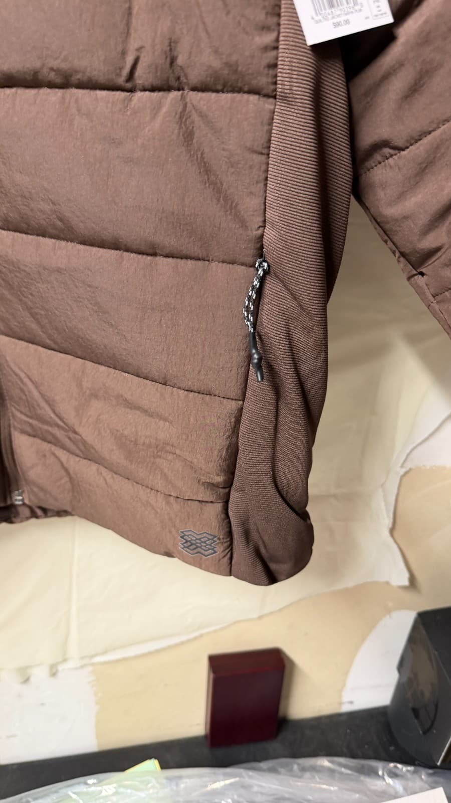 FLX Men’s Puffer Jacket Brown Size M Lightweight Quilted Zip Up NWT - Thumbnail 6