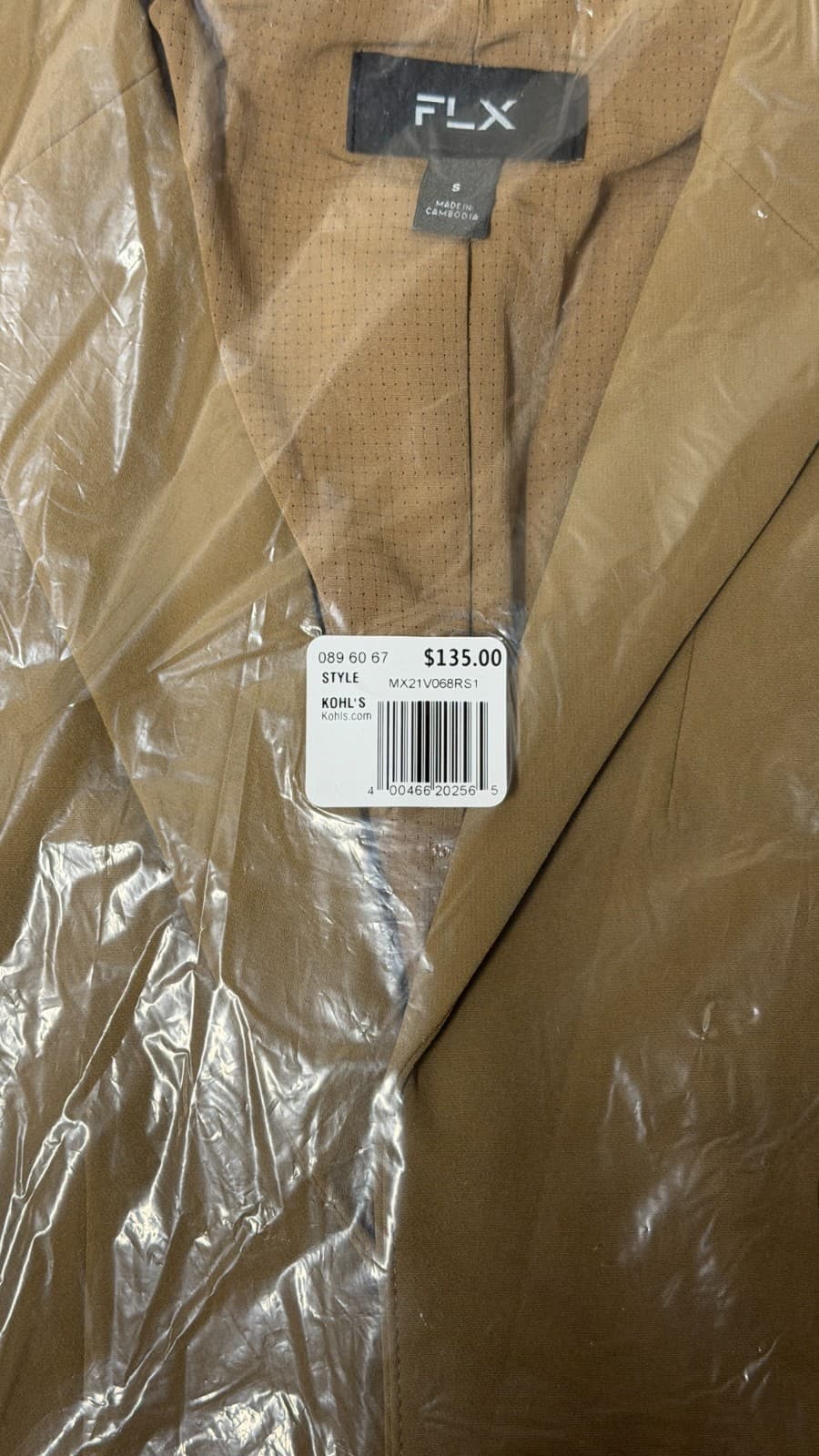 FLX Men’s Blazer Jacket Size S Tan Stretch Casual Urban Style NWT $135 - Thumbnail 5