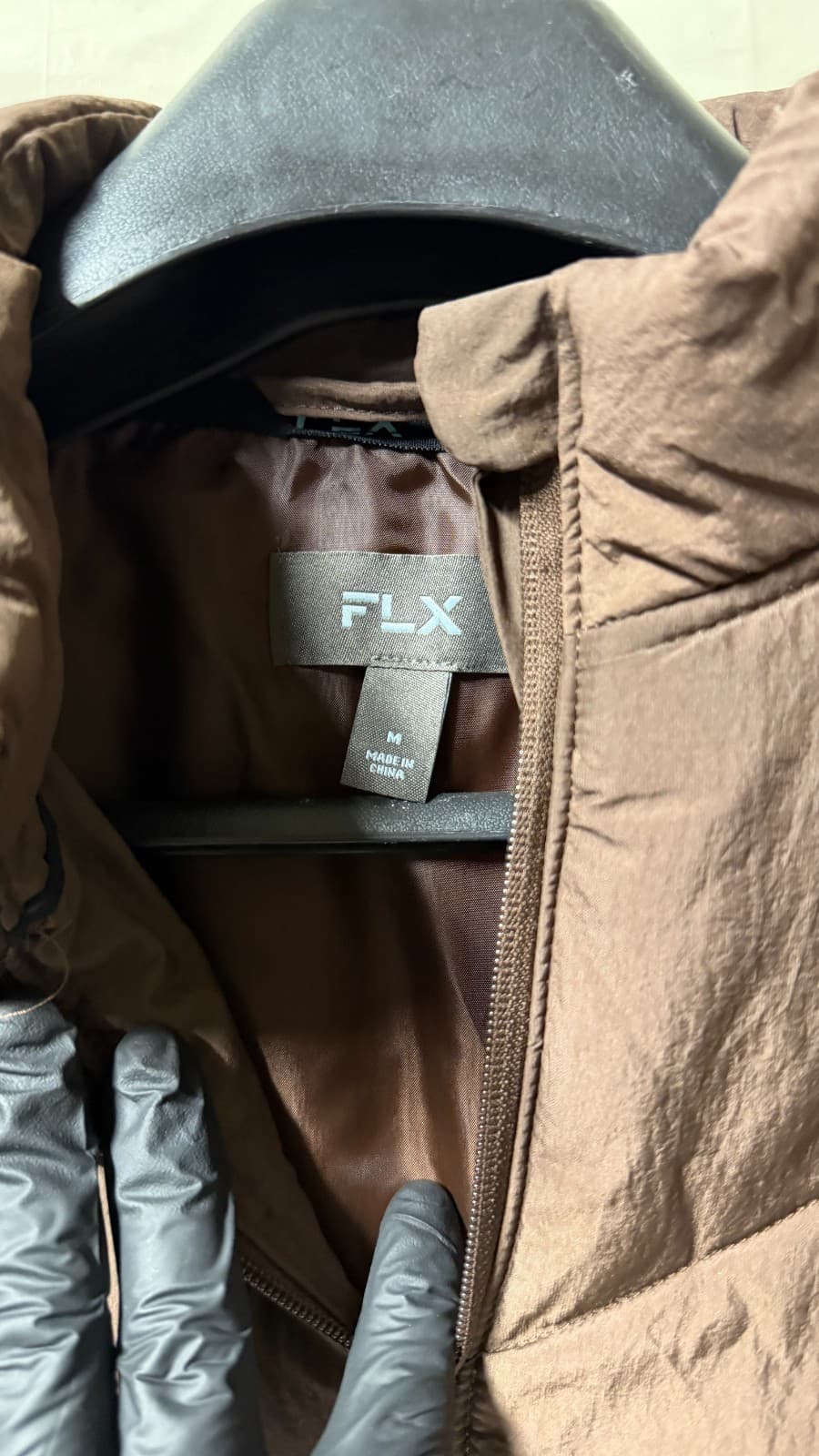FLX Men’s Puffer Jacket Brown Size M Lightweight Quilted Zip Up NWT - Thumbnail 7