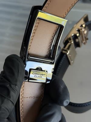 Set of 2 Men’s Black Leather Belts Dress Casual Automatic Buckle - Thumbnail 9