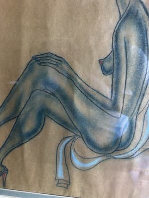 Berry Horton Pastel Nude Woman Modernist Drawing Framed 28x28” Signed - Thumbnail 6