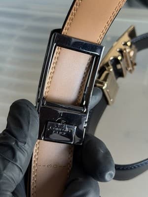 Set of 2 Men’s Black Leather Belts Dress Casual Automatic Buckle - Thumbnail 10