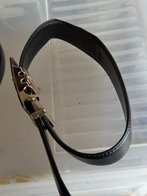 Set of 2 Men’s Black Leather Belts Dress Casual Automatic Buckle - Thumbnail 5