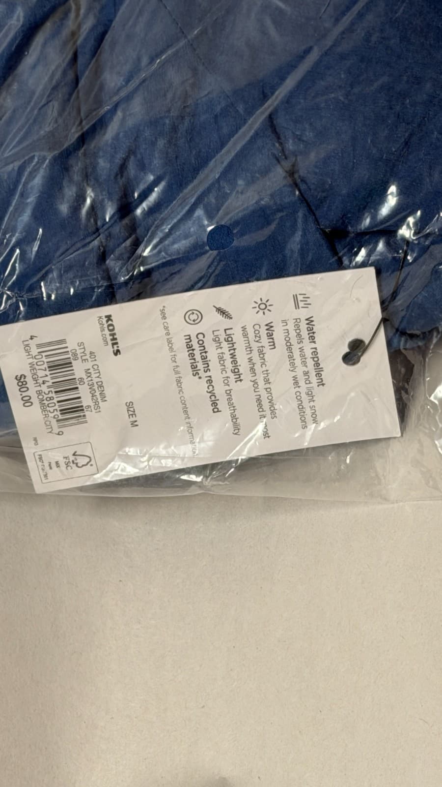 FLX Men’s Blue Bomber Jacket Size M Active Outdoor Lightweight NWT $80 - Thumbnail 7