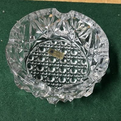 Vintage German Lead Crystal Ashtray Bleikristall 24% PbO Cut Glass 5.5” - Thumbnail 2