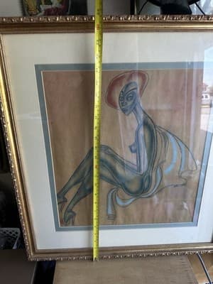 Berry Horton Pastel Nude Woman Modernist Drawing Framed 28x28” Signed - Thumbnail 10