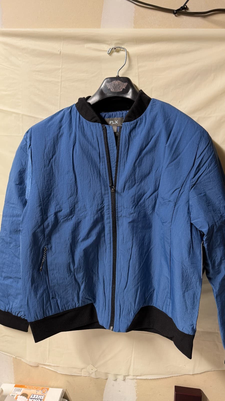 FLX Men’s Blue Bomber Jacket Size M Active Outdoor Lightweight NWT $80 - Thumbnail 2