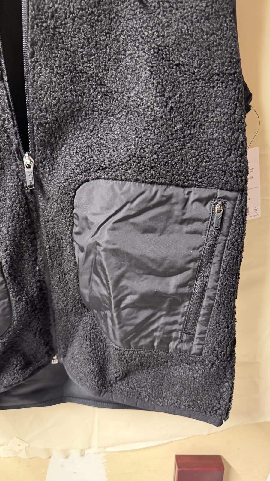 FLX Sherpa Fleece Vest Black Size S New With Tags Zip Pockets Warm - Thumbnail 7