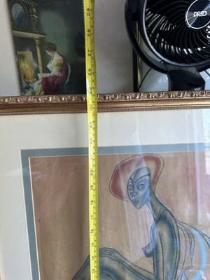 Berry Horton Pastel Nude Woman Modernist Drawing Framed 28x28” Signed - Thumbnail 9