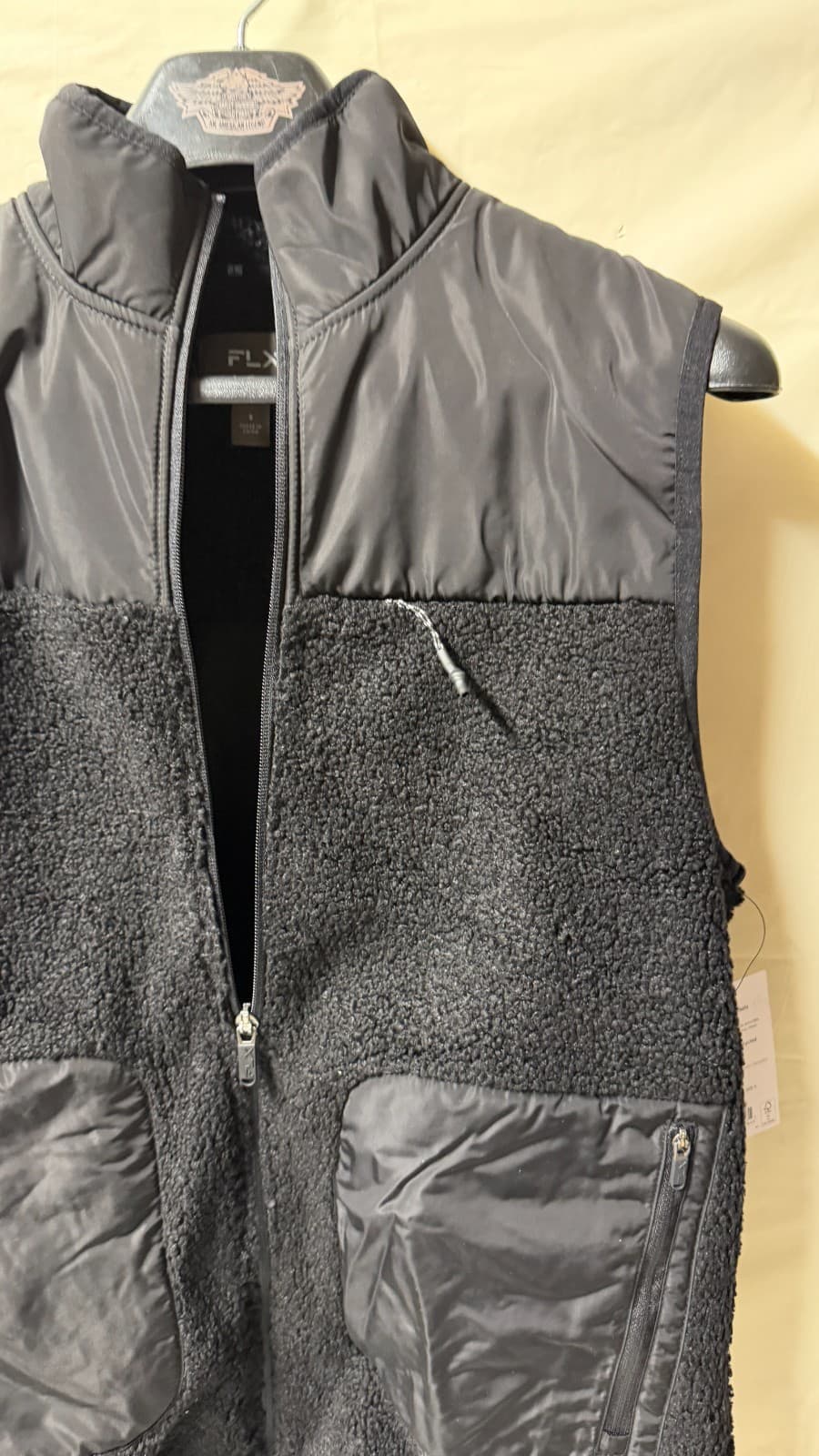 FLX Sherpa Fleece Vest Black Size S New With Tags Zip Pockets Warm - Thumbnail 8