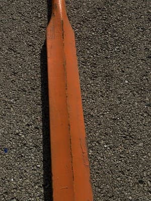 Vintage Wooden Canoe Paddle 14 ft Orange Painted Boat Oar - Thumbnail 8