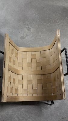 Vintage Peterboro Firewood Holder Rack w/ Metal Stand Fireplace Log Basket - Thumbnail 2