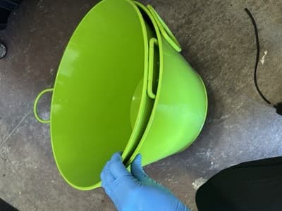 Set of 2 Green Metal Decorative Buckets 13” Wide x 9” Tall Garden Party Planter - Thumbnail 2