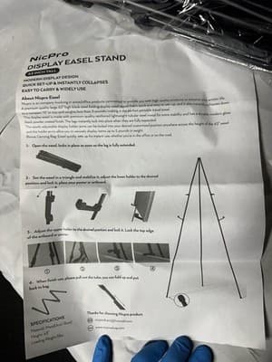 NicPro Display Easel Stand 63” Adjustable Folding Tripod Black Portable w/ Bag - Thumbnail 2