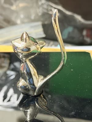Vintage Hand Blown Clear Glass Cat Figurine Small Decorative Art Glass - Thumbnail 6