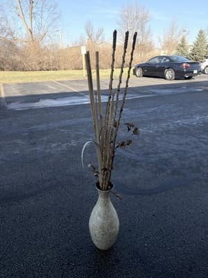 Tall Decorative Floor Vase Capiz Shell Style w/ Dried Bamboo Sticks 29”