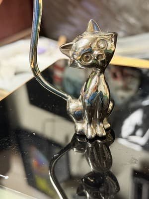 Vintage Hand Blown Clear Glass Cat Figurine Small Decorative Art Glass - Thumbnail 2