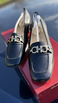 Salvatore Ferragamo Morning Loafers Black Nappa Leather Womens 5 B Italy - Thumbnail 5