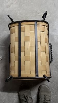 Vintage Peterboro Firewood Holder Rack w/ Metal Stand Fireplace Log Basket - Thumbnail 3