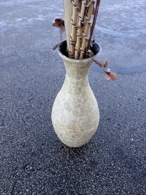 Tall Decorative Floor Vase Capiz Shell Style w/ Dried Bamboo Sticks 29” - Thumbnail 4