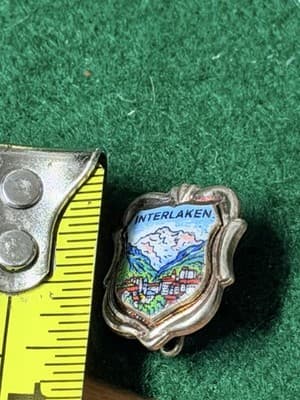 Vintage Interlaken Switzerland Enamel Souvenir Pin Brooch Alpine Scene - Thumbnail 7