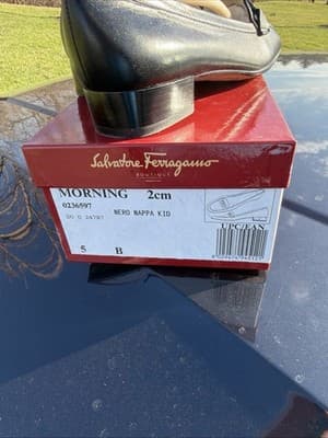 Salvatore Ferragamo Morning Loafers Black Nappa Leather Womens 5 B Italy - Thumbnail 11