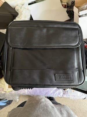 Targus Black Leather Laptop Bag Briefcase Fits 15.6” Padded Compartments