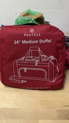 Protege 24” Medium Duffel Bag Red Travel Gym Luggage w/ Carry Strap - Thumbnail 2