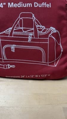 Protege 24” Medium Duffel Bag Red Travel Gym Luggage w/ Carry Strap - Thumbnail 3