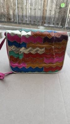 Sharif Patchwork Leather Crossbody Bag Multicolor Studded Made in USA