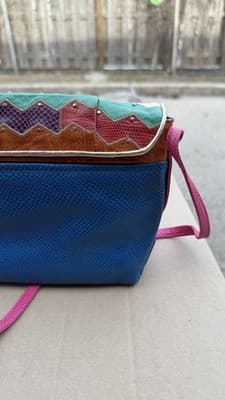 Sharif Patchwork Leather Crossbody Bag Multicolor Studded Made in USA - Thumbnail 5