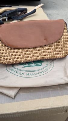 Brahmin Carmen Honey Nantucket Woven Leather Clutch Bag Made in USA - Thumbnail 5