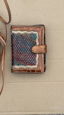 Sharif Vintage Crossbody Bag Wallet Set Leather Patchwork Made in USA - Thumbnail 4