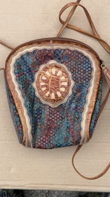 Sharif Vintage Crossbody Bag Wallet Set Leather Patchwork Made in USA - Thumbnail 3