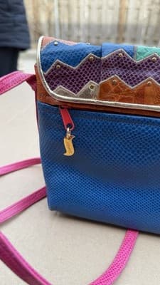Sharif Patchwork Leather Crossbody Bag Multicolor Studded Made in USA - Thumbnail 4