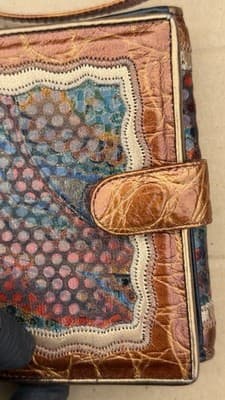 Sharif Vintage Crossbody Bag Wallet Set Leather Patchwork Made in USA - Thumbnail 7