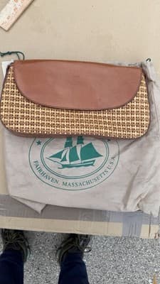 Brahmin Carmen Honey Nantucket Woven Leather Clutch Bag Made in USA - Thumbnail 3