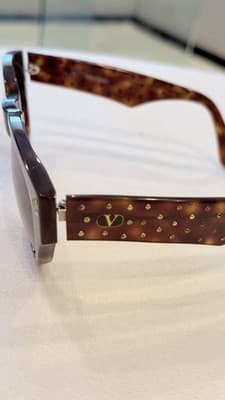 Rare Vintage Valentino Sunglasses Brown Tortoise Italy - Thumbnail 2