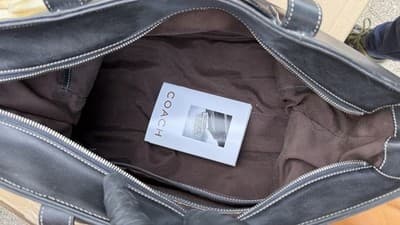 Coach Black Leather Zip Top Tote Shoulder Bag F05S-7790 - Thumbnail 6