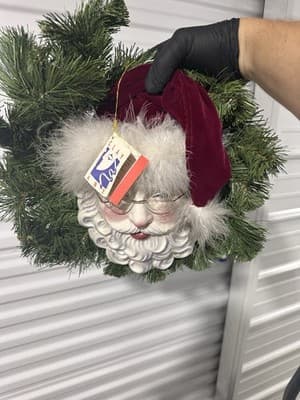 Vintage Clay Art Santa Face Christmas Wreath – Handmade Look – With Tag - Thumbnail 3